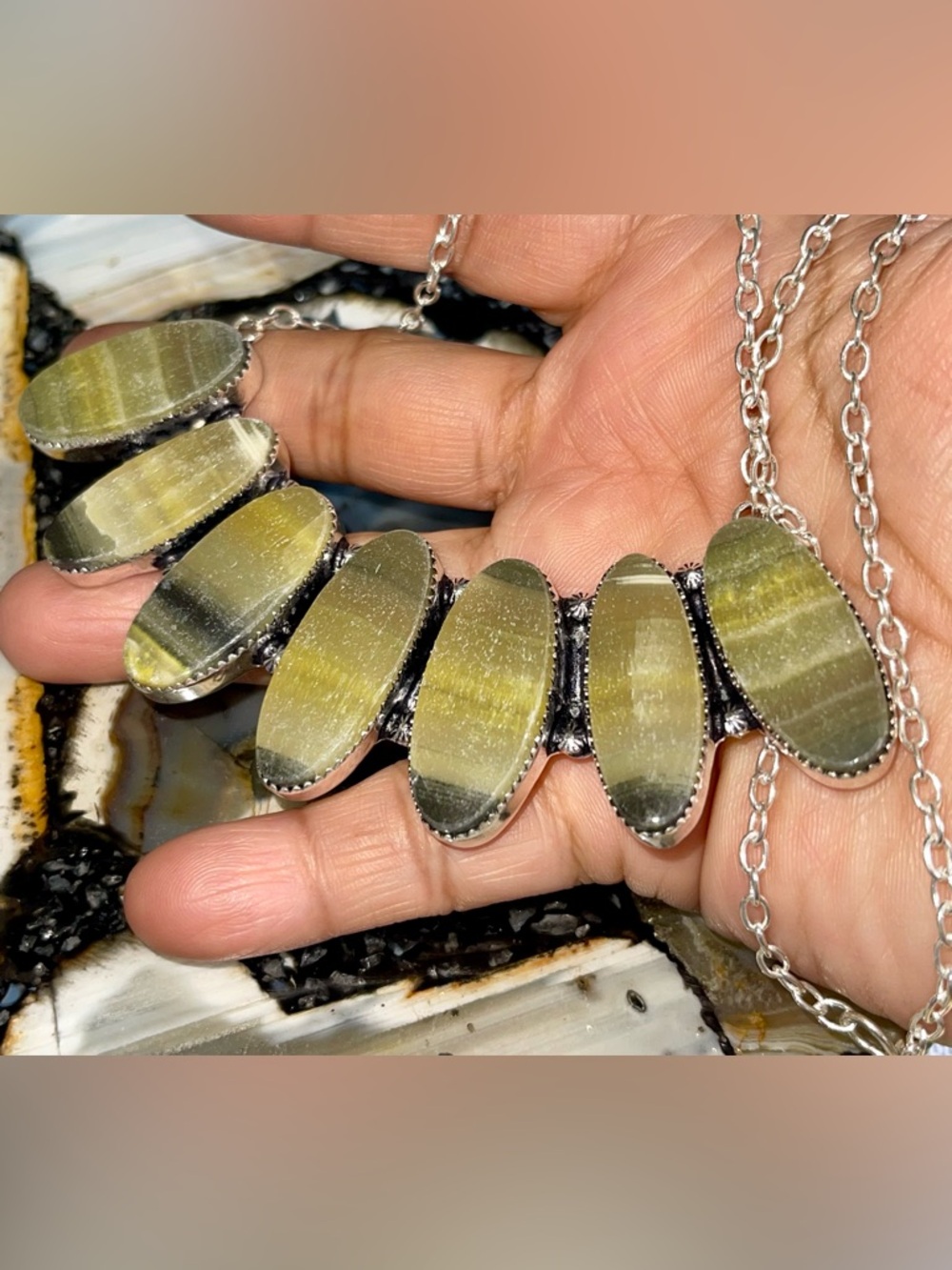 Beautiful Large Indonesian Bumblebee Jasper Pendant Necklace